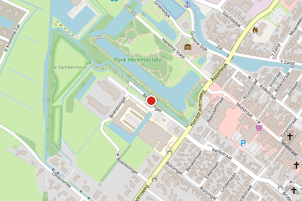 Brandweer-melding op Boeresingel, Joure op 27 juni, kaart-overzicht