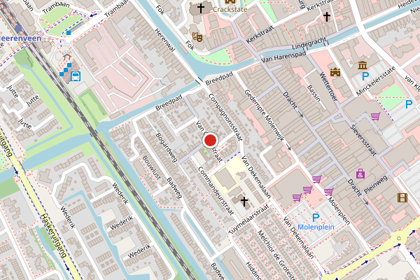 Brandweer-melding op van Cuyckstraat, Heerenveen op 27 juni, kaart-overzicht