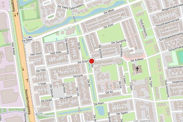 Brandweer-melding op De Ee, Drachten op 28 juni, kaart-overzicht