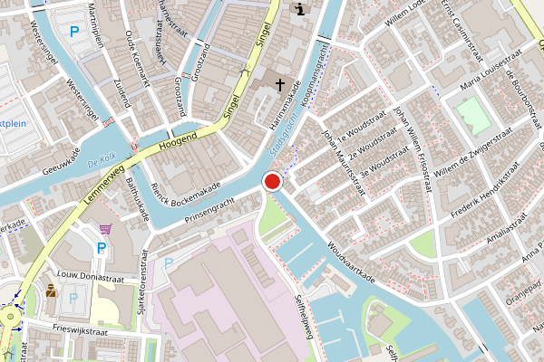 Brandweer-melding op Prinsengracht, Sneek op 28 juni, kaart-overzicht