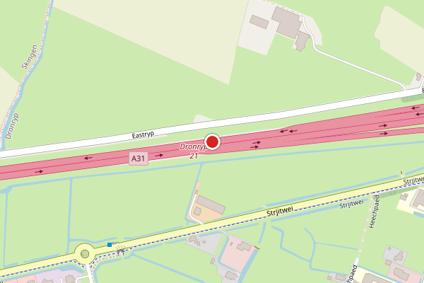 Brandweer-melding op Dronryp op 28 juni, kaart-overzicht