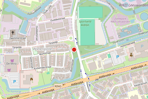 Brandweer-melding op Murkstraat, Leeuwarden op 2 juli, kaart-overzicht