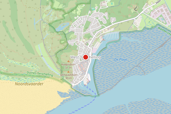 Brandweer-melding op Westerdijk, West-Terschelling op 1 juli, kaart-overzicht