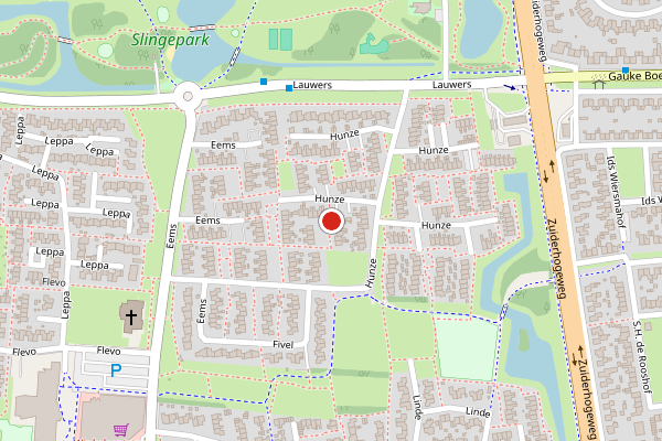 Brandweer-melding op Hunze, Drachten op 3 juli, kaart-overzicht