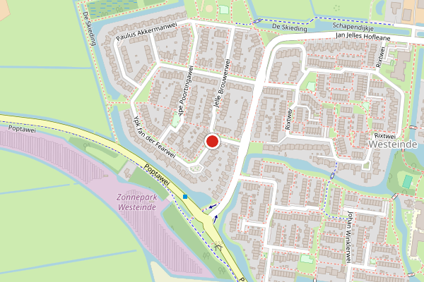 Brandweer-melding op Ypk fan der Fearwei, Leeuwarden op 3 juli, kaart-overzicht