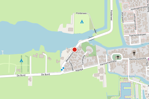 Brandweer-melding op Weisleatstrjitte, Heeg op 4 juli, kaart-overzicht