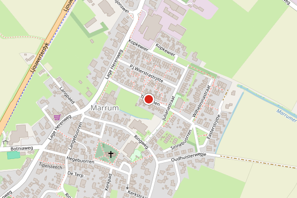 Brandweer-melding op Trijetunen, Marrum op 6 juli, kaart-overzicht