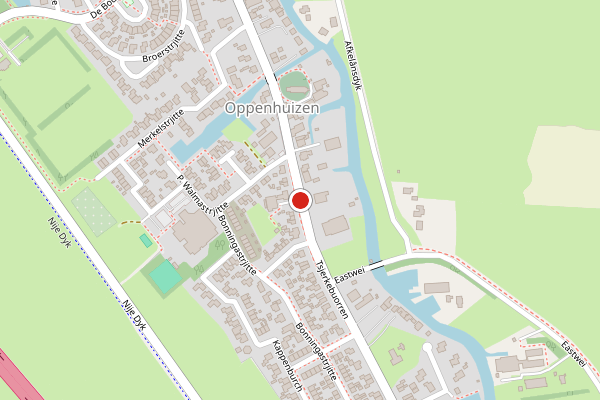 Brandweer-melding op Tsjerkebuorren, Oppenhuizen op 6 juli, kaart-overzicht
