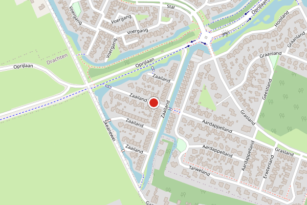 Brandweer-melding op Zaailand, Drachten op 7 juli, kaart-overzicht