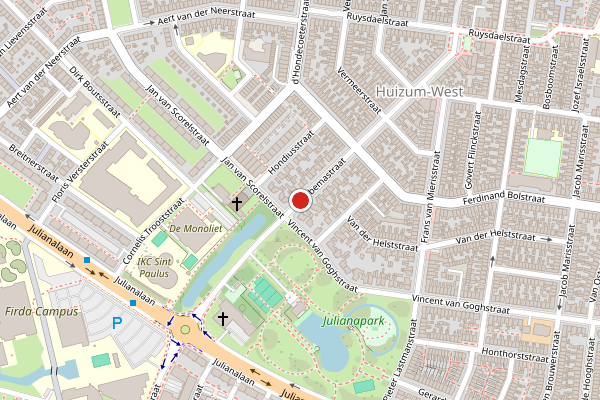 Brandweer-melding op Hobbemastraat, Leeuwarden op 7 juli, kaart-overzicht