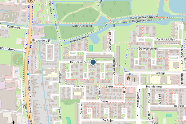 Politie-melding op de Gealanden, Leeuwarden op 8 juli, kaart-overzicht