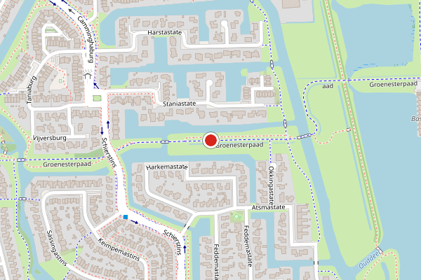 Brandweer-melding op Groenesterpad, Leeuwarden op 9 juli, kaart-overzicht