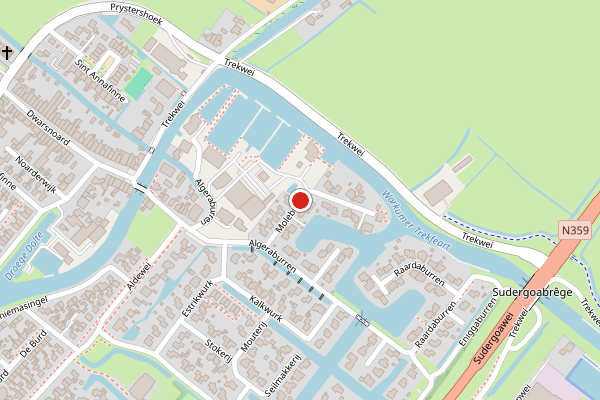 Brandweer-melding op Moleburren, Workum op 10 juli, kaart-overzicht