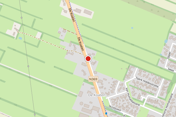 Brandweer-melding op De Koaten, Kootstertille op 20 juni, kaart-overzicht