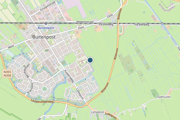 Politie-melding op Buitenpost op 18 juni, kaart-overzicht