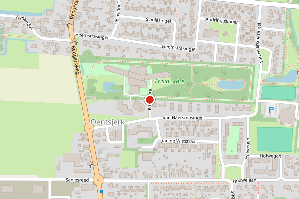 Brandweer-melding op Frisiastate, Oentsjerk op 26 juni, kaart-overzicht
