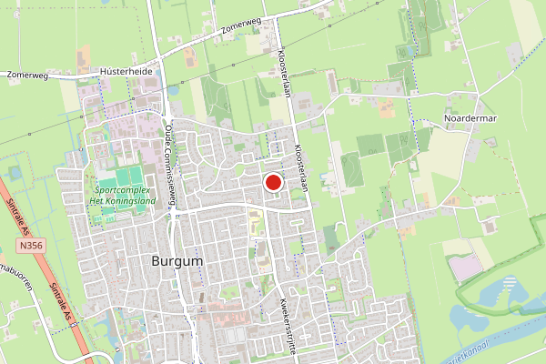 Brandweer-melding op industrie Koumarwei, Burgum op 25 juni, kaart-overzicht