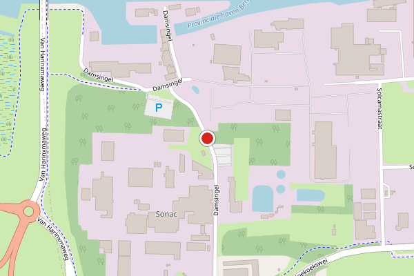 Brandweer-melding op Damsingel, Sumar op 15 juni, kaart-overzicht