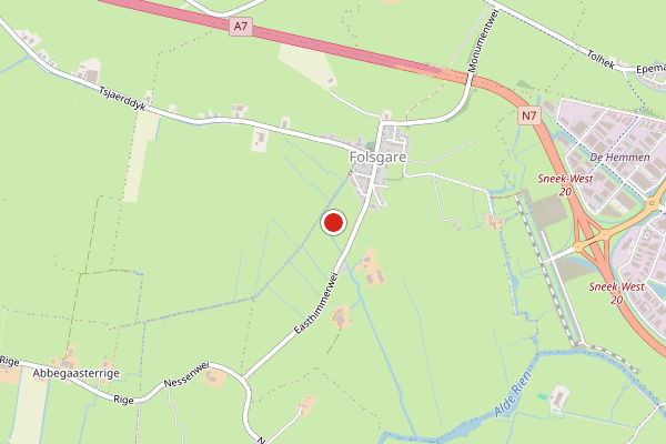 Brandweer-melding op A7 Re, Folsgare op 10 juli, kaart-overzicht