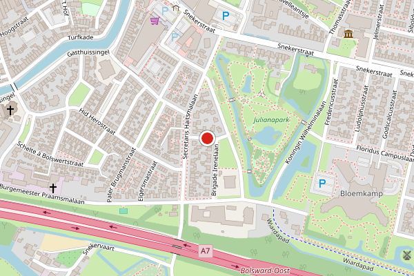 Brandweer-melding op J.J. Boomsmalaan, Bolsward op 12 juli, kaart-overzicht