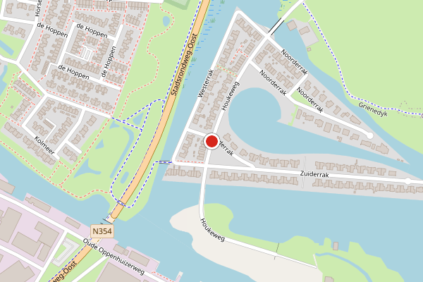 Brandweer-melding op Houkeweg, Sneek op 13 juli, kaart-overzicht