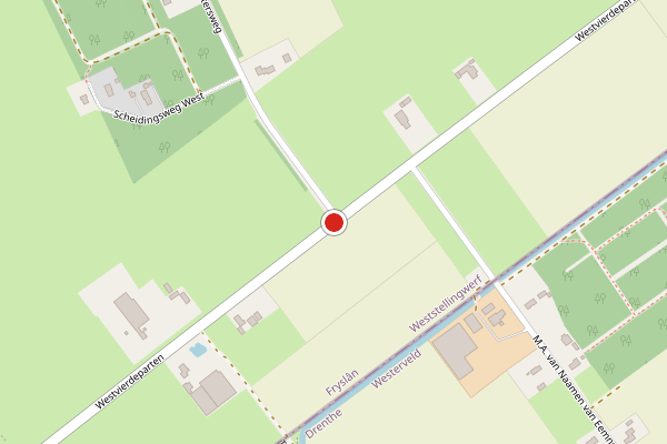 Brandweer-melding op Westvierdeparten, Noordwolde op 14 juli, kaart-overzicht