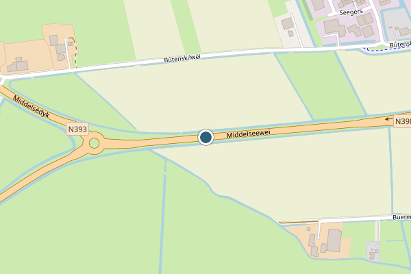 Politie-melding op Middelseewei, Stiens op 14 juli, kaart-overzicht