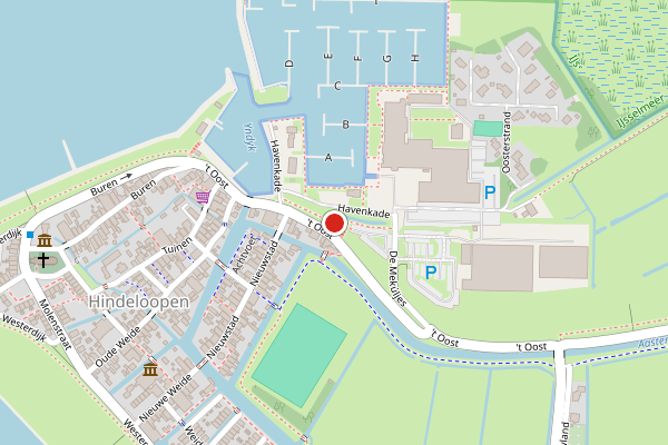 Brandweer-melding op Oosterstrand, Hindeloopen op 15 juli, kaart-overzicht