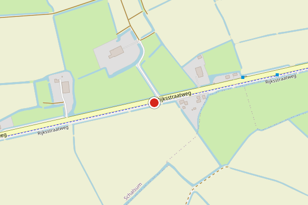 Brandweer-melding op Rijksstraatweg, Schalsum op 16 juli, kaart-overzicht