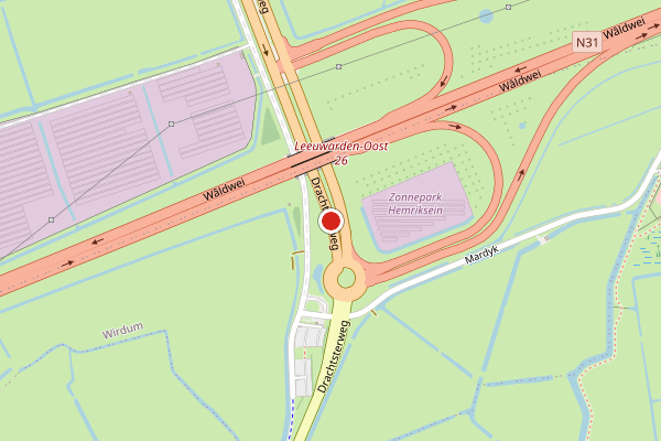 Brandweer-melding op Drachtsterweg, Wirdum op 16 juli, kaart-overzicht