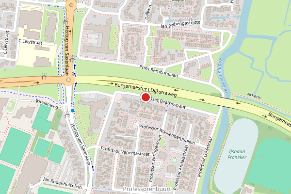 Brandweer-melding op Prinses Beatrixstraat, Franeker op 17 juli, kaart-overzicht