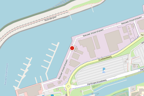 Brandweer-melding op Nieuwe Vissershaven, Harlingen op 17 juli, kaart-overzicht
