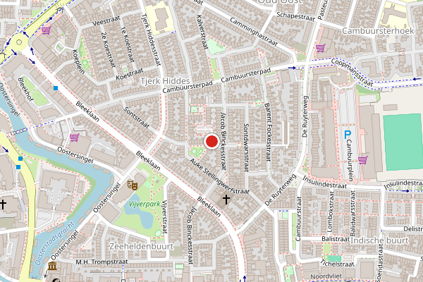 Brandweer-melding op Tabagostraat, Leeuwarden op 17 juli, kaart-overzicht