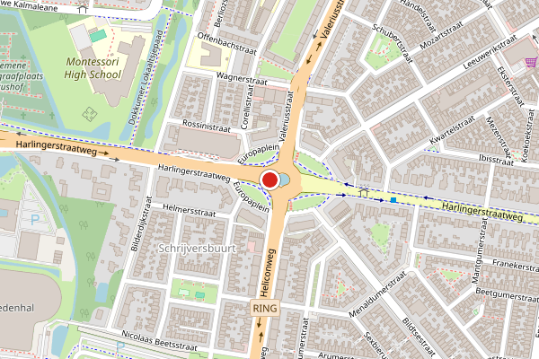 Brandweer-melding op Europaplein, Leeuwarden op 18 juli, kaart-overzicht