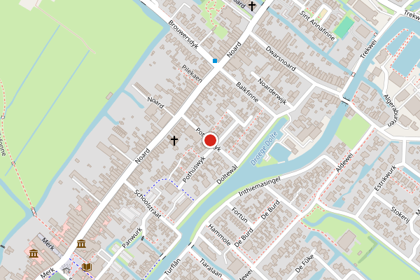 Brandweer-melding op Pothuswyk, Workum op 31 juli, kaart-overzicht