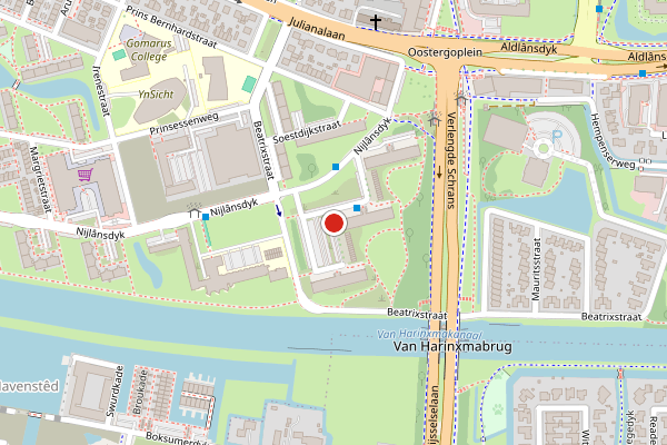 Brandweer-melding op van Harinxmaplein, Leeuwarden op 31 juli, kaart-overzicht