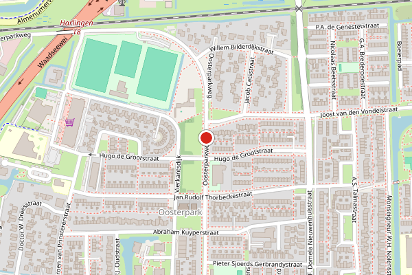 Brandweer-melding op Oosterparkweg, Harlingen op 31 juli, kaart-overzicht