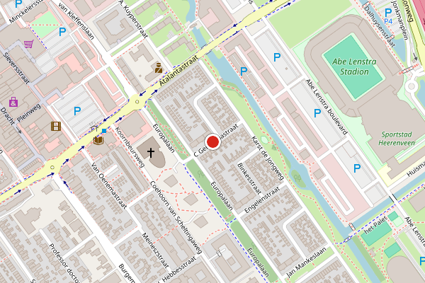 Brandweer-melding op C Gerritsmastraat, Heerenveen op 1 augustus, kaart-overzicht