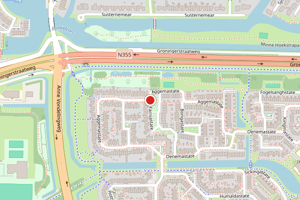 Brandweer-melding op Aggemastate, Leeuwarden op 2 augustus, kaart-overzicht