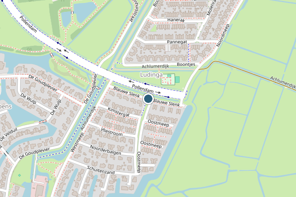 Politie-melding op Blauwe Slenk, Harlingen op 2 augustus, kaart-overzicht