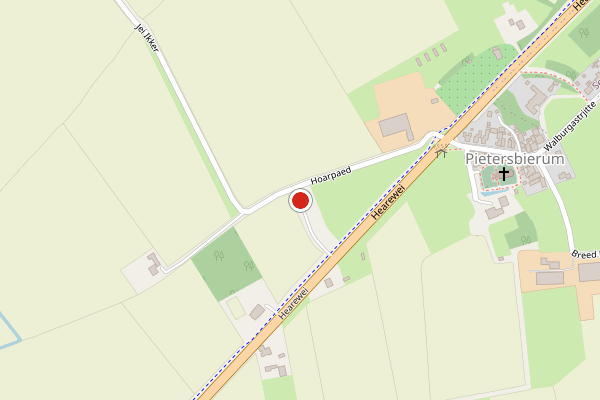 Brandweer-melding op Hoarpaed, Pietersbierum op 3 augustus, kaart-overzicht
