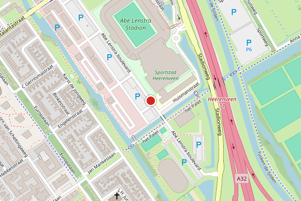 Brandweer-melding op Abe Lenstra boulevard, Heerenveen op 5 augustus, kaart-overzicht