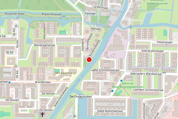 Brandweer-melding op Dokkumertrekweg, Leeuwarden op 5 augustus, kaart-overzicht