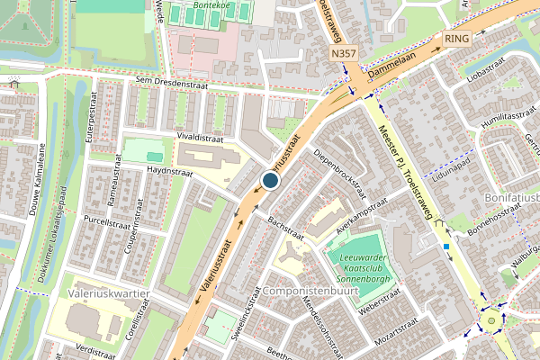Politie-melding op Valeriusstraat, Leeuwarden op 1 juni, kaart-overzicht