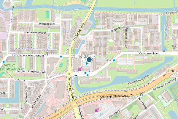 Politie-melding op Johannes Kolfplein, Leeuwarden op 1 juni, kaart-overzicht
