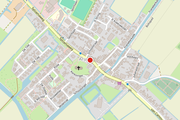Brandweer-melding op Sytzamaweg, Arum op 27 mei, kaart-overzicht