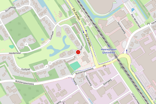 Brandweer-melding op Golflaan, Heerenveen op 31 mei, kaart-overzicht
