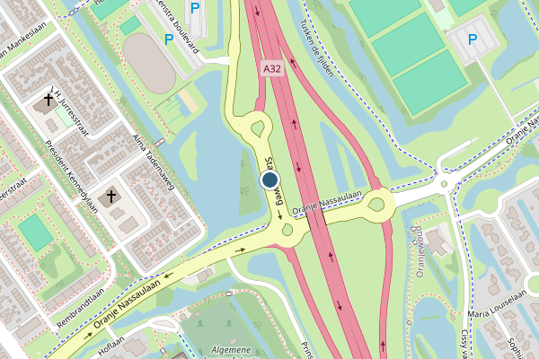 Politie-melding op Stadionweg, Heerenveen op 29 mei, kaart-overzicht
