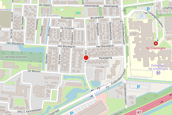 Brandweer-melding op Haverstuk, Drachten op 24 mei, kaart-overzicht
