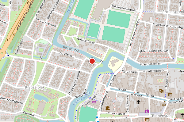 Brandweer-melding op Fonteinstraat, Franeker op 24 mei, kaart-overzicht
